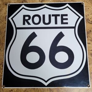Metal Vintage Route 66 American Historic Road Sign 11 x 12 Good Condition